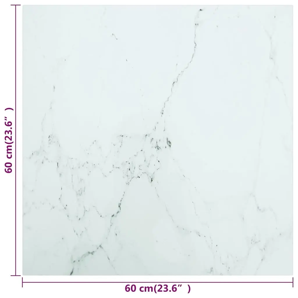 60x60 cm Tempered Glass Table Top with Marble Pattern