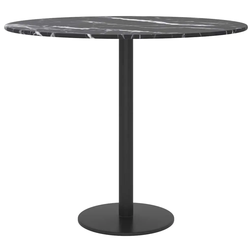 Tempered Glass Table Top Round Black Marble Design Dining Coffee Tables 50cm