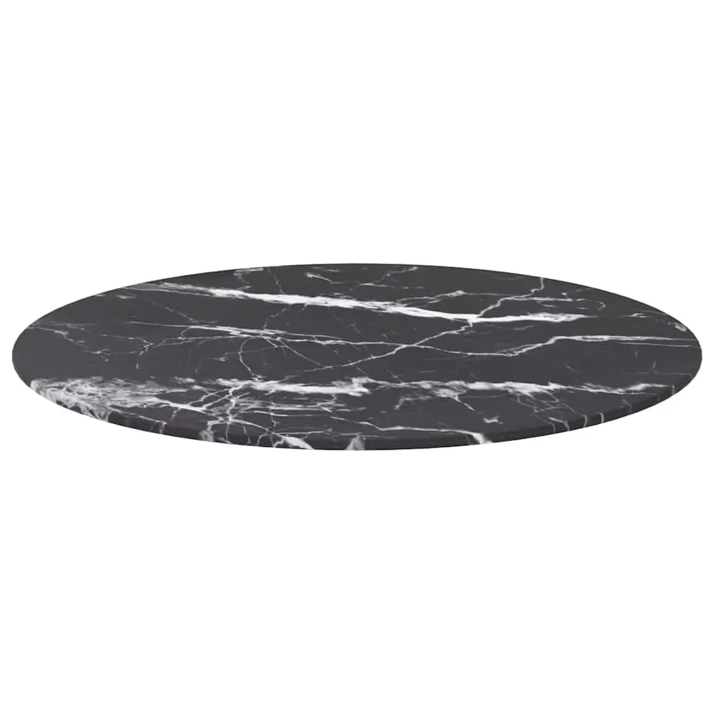 60cm Round Tempered Glass Table Top with Marble Pattern