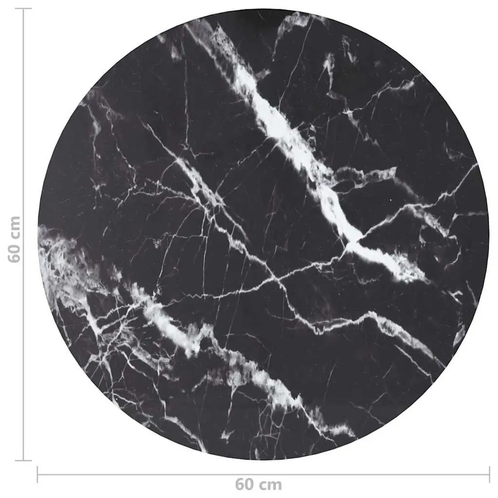 60cm Round Tempered Glass Table Top with Marble Pattern