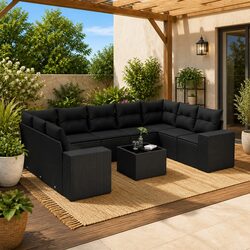 Specifications of the 10-Piece Black Outdoor Sofa Set