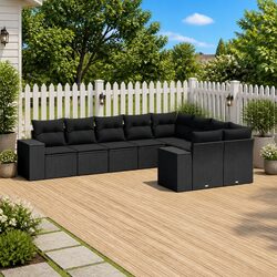 Specifications of a 9 Piece Black Outdoor Sofa Set