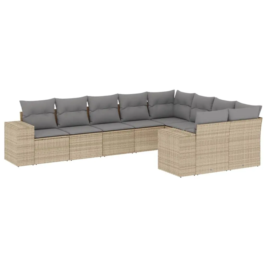 Outdoor Garden Sofa Set 9 Piece Patio Furniture Beige Rattan