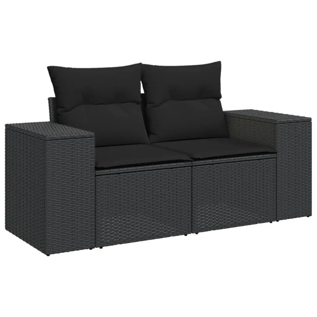 Garden Sofa Set Outdoor Furniture Modular Black PE Rattan 10 Piece