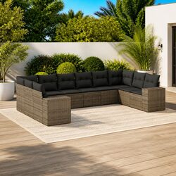 Specifications for 10-Piece Grey Rattan Garden Sofa Set