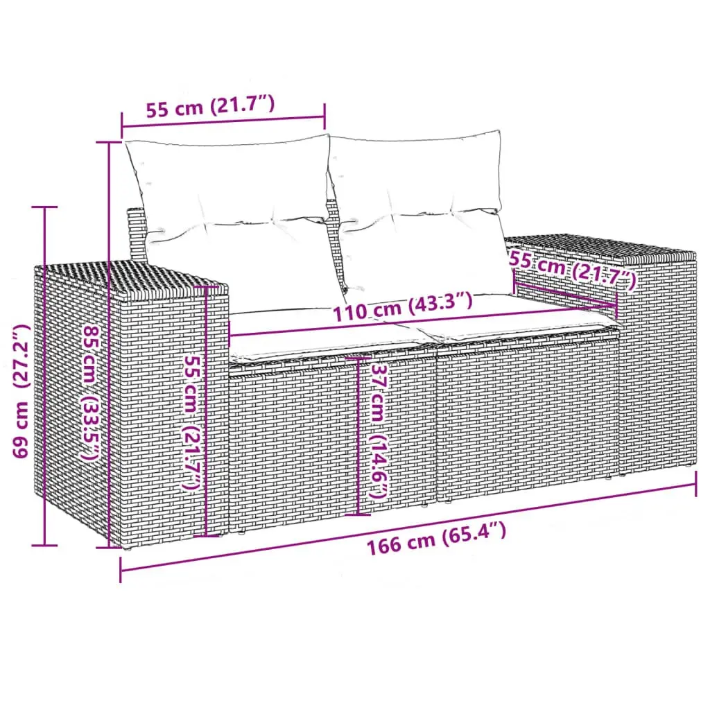 Garden Sofa Set 10 Piece Outdoor Furniture Modular Patio Seating Grey Cushions