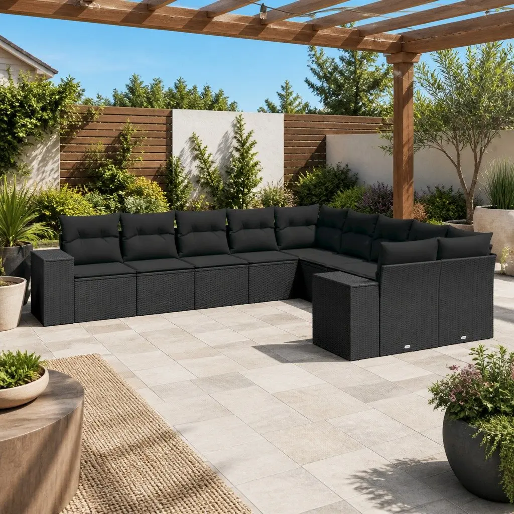 Garden Sofa Set Outdoor Furniture Patio Seating Modular Black 10 Piece