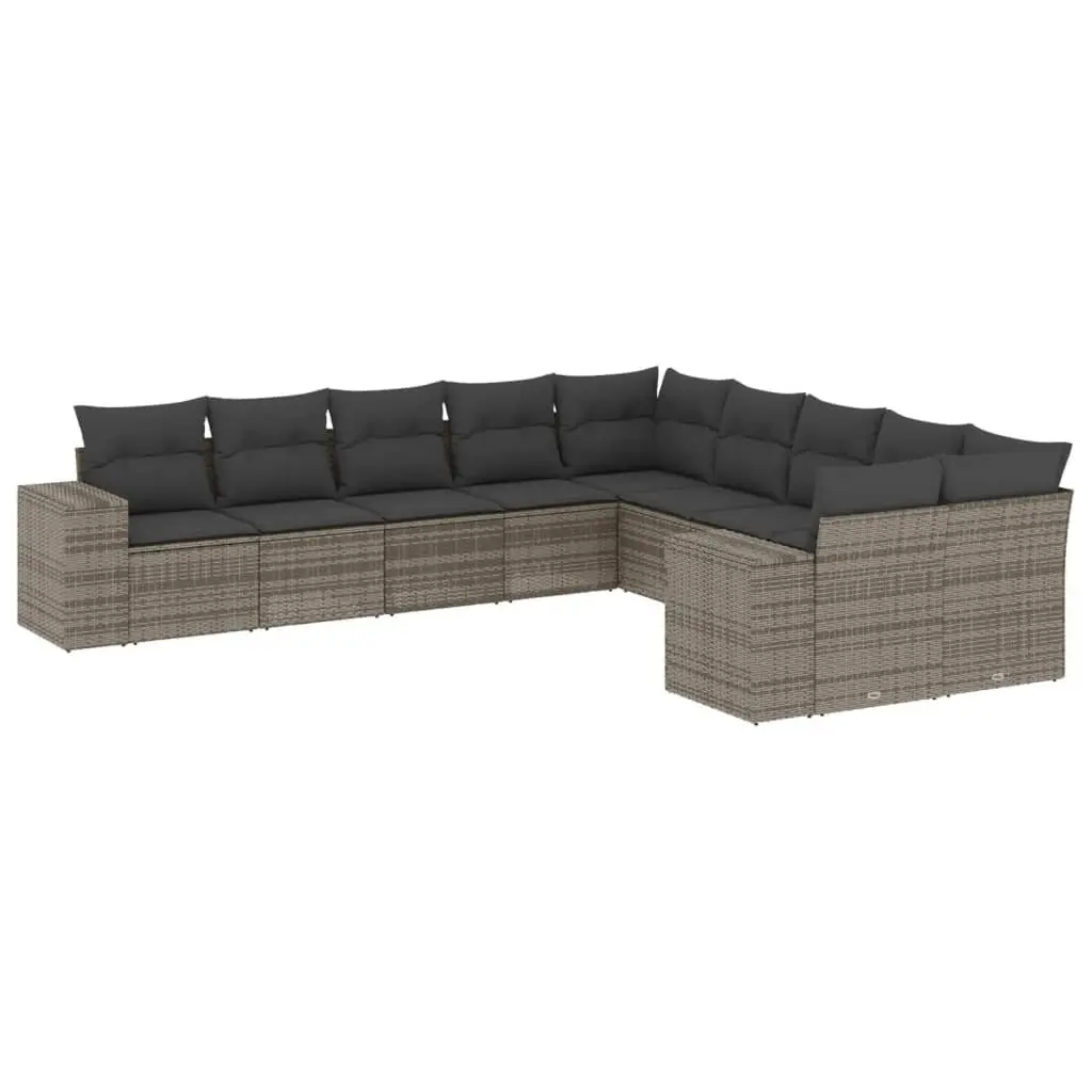 Garden Sofa Set Outdoor Furniture 10 Piece Grey Poly Rattan Patio Seating