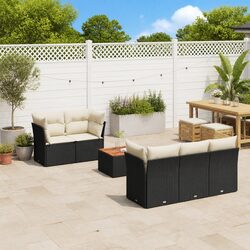 6-Piece Modular Garden Sofa Set - Black Outdoor Furniture