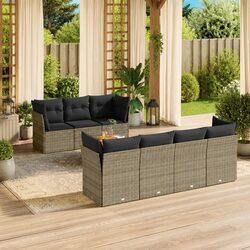 Garden Sofa Set 8 Piece Outdoor Furniture Grey Poly Rattan Patio Lounge with