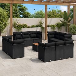 Garden Sofa Set 13 Piece Outdoor Furniture Black Rattan Patio Modular Lounge