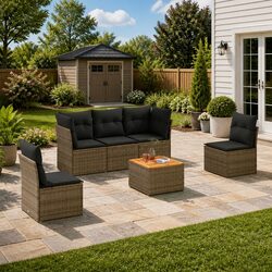 Garden Sofa Set 6 Pieces with Removable Cushions