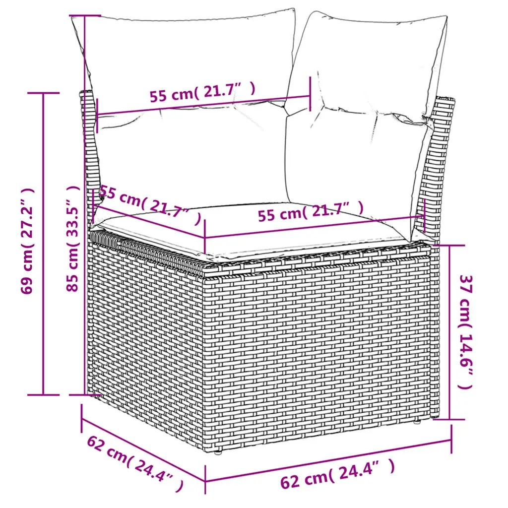Garden Sofa Set 7 Piece Outdoor Furniture Grey Modular Patio Seating with