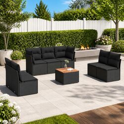 Garden Sofa Set 8 Piece Outdoor Furniture Patio Black Modular Sectional Cushions
