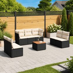 8 Piece Modular Black Rattan Garden Sofa Set