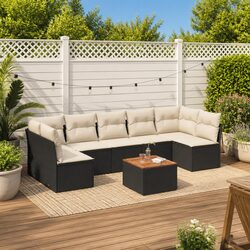 8-Piece Modular Outdoor Furniture Set: Black PE Rattan