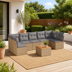 8 Piece Garden Sofa Set - Modular Outdoor Furniture in Beige