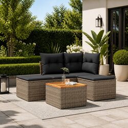 5-Piece Modular Garden Sofa Set: Grey, Cushions Included
