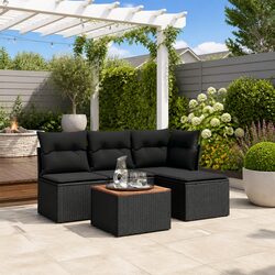 5 Piece Modular Garden Sofa Set in Black Poly Rattan