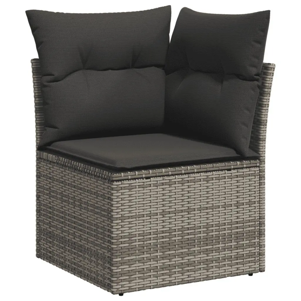 5 Piece Garden Sofa Set Outdoor Use Grey Poly Rattan With Cushions