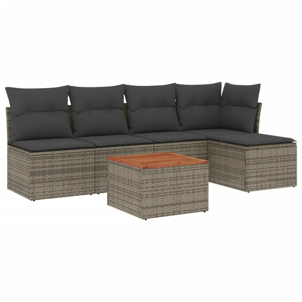 6-Piece Modular Garden Sofa Set with Cushions in Grey