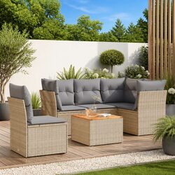 Outdoor Garden Sofa Set with 6 Pieces and Cushions