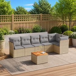 Detailed Specs for 7 Piece Garden Sofa Set with Cushions