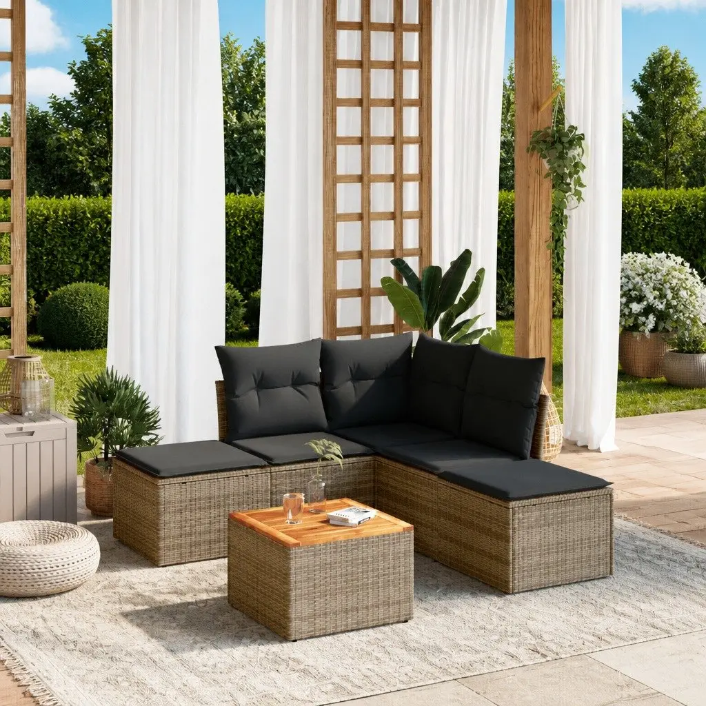 6 Piece Garden Sofa Set in Grey