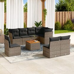 9-Piece Outdoor Furniture Set: Grey Garden Sofa