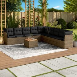 10 Piece Garden Sofa Set - Grey Poly Rattan Specifications
