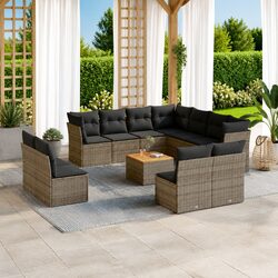 Garden Sofa Set 12 Piece Outdoor Furniture Patio Seating Grey Poly Rattan