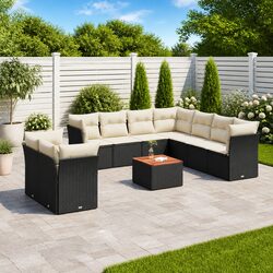 Specifications of 10-Piece Outdoor Sofa Set in Black Rattan