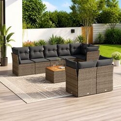 Specifications for 9 Piece Garden Sofa Set Grey Outdoor Furniture