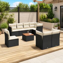 Durable 9-Piece Garden Sofa Set with Acacia Wood Table