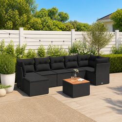 Factual 8-Piece Modular Garden Sofa Set - Black
