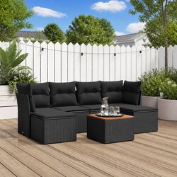 Specifications of 7-Piece Black Poly Rattan Garden Sofa Set