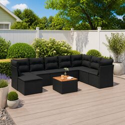 Garden Sofa Set Specifications: 9 Pieces for Outdoor Comfort