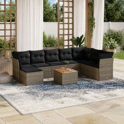 Garden Sofa Set - 9 Piece Modular Grey Rattan