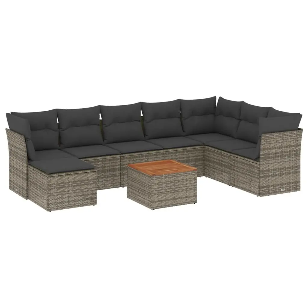 Garden Sofa Set 9 Piece Outdoor Furniture Patio Lounge Grey Rattan Modular