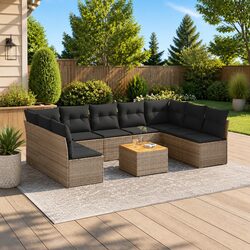 Specifications of 10-Piece Grey Outdoor Sofa Set with Cushions