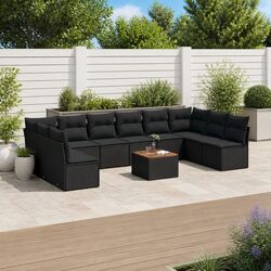 Garden Sofa Set 11 Piece Outdoor Furniture Patio Sectional Modular Black