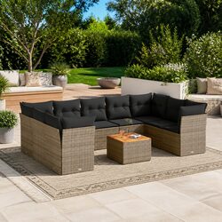 10-Piece Modular Garden Sofa Set - Grey Rattan Design