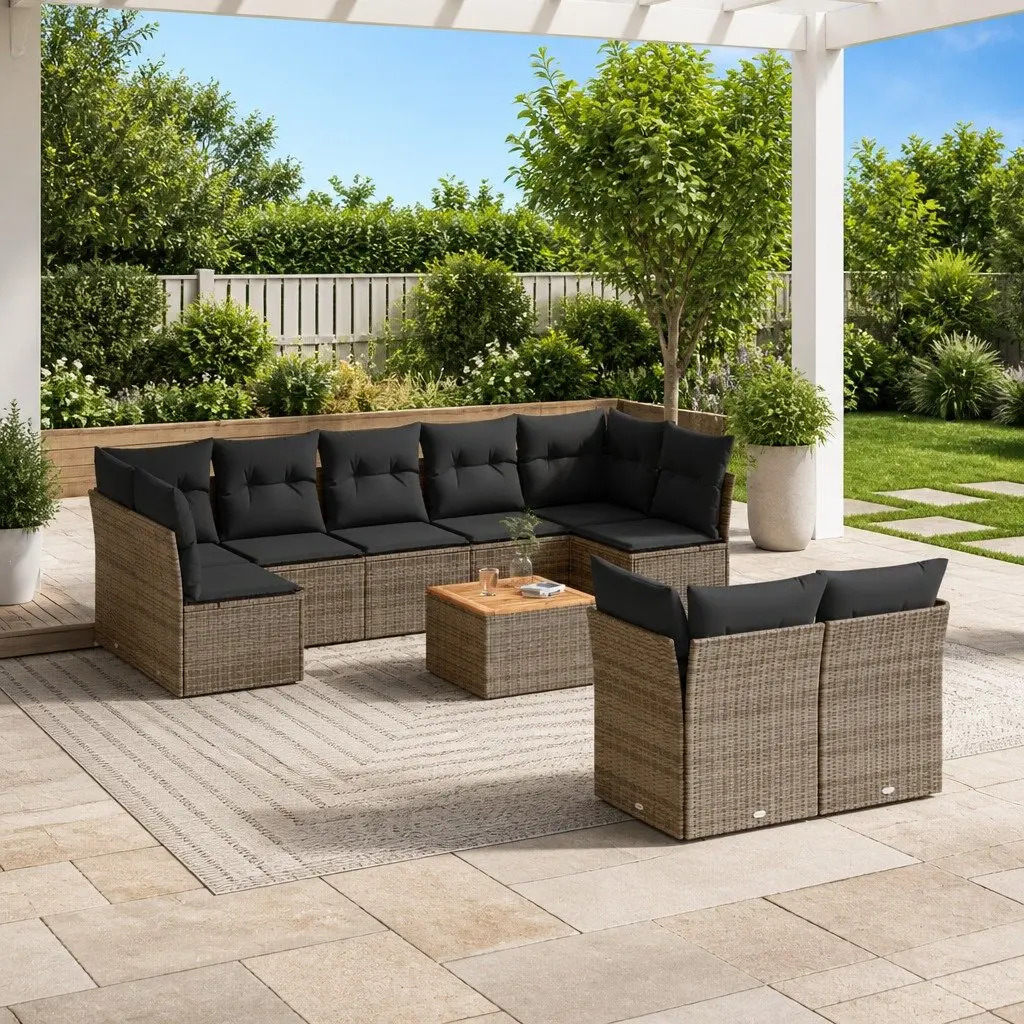 Grey Rattan Modular Garden Sofa Set