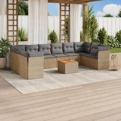 Garden Sofa Set Specifications: 11 Pieces in Beige Rattan