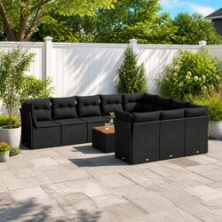 Specifications of 11-Piece Outdoor Sofa Set in Black Rattan