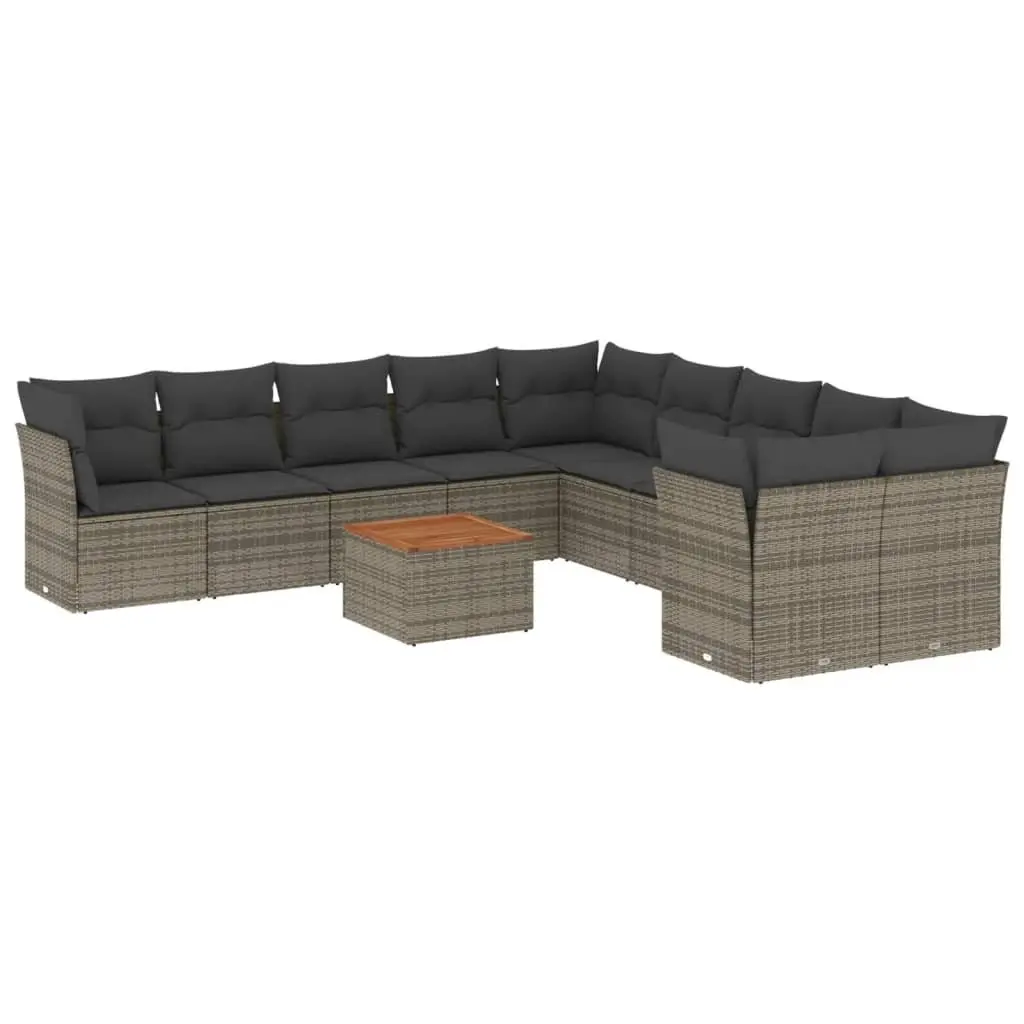 Garden Sofa Set Outdoor Furniture 11 Piece Grey Poly Rattan Patio Cushions