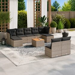 10-Piece Outdoor Sofa Set with Modular Design and Acacia Table