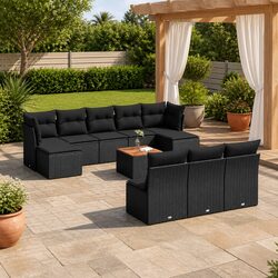 Specifications of 11-Piece Modular Black Patio Sofa Set