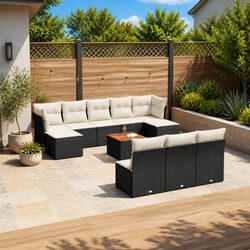 Specifications of 11-Piece Black Outdoor Sofa Set with Cushions