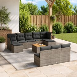 11 Piece Modular Grey Garden Sofa Set with Table